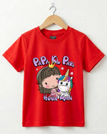 Soft cotton fabric kids t-shirt for girls red color